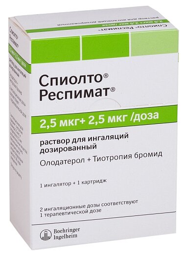 Спиолто Респимат, раствор для ингаляций 2.5 мкг+2.5 мкг/доза, 4 мл