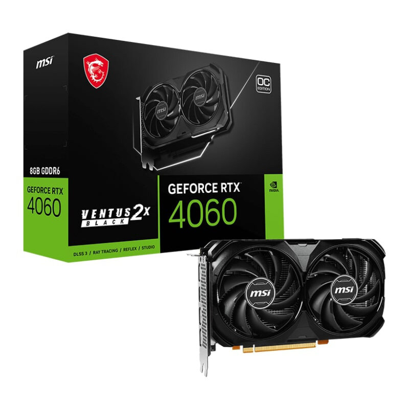 Видеокарта MSI GeForce RTX 4060 VENTUS 2X BLACK 8G OC 2505Mhz PCI-E 8192Mb 17000MHz 128-bit HDMI 3xDP