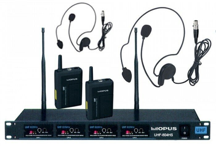 Радиосистема Opus UHF-804HS четыре головных микрофона