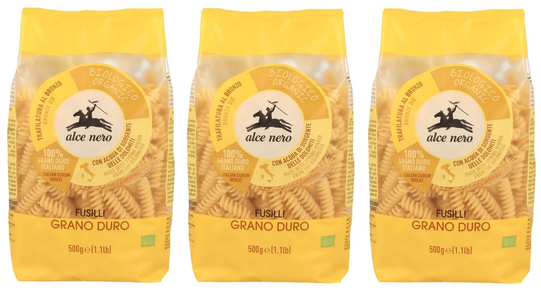 Макаронные изделия Alce Nero Fusilli Biologici-Organic, 500 г 3 пачки