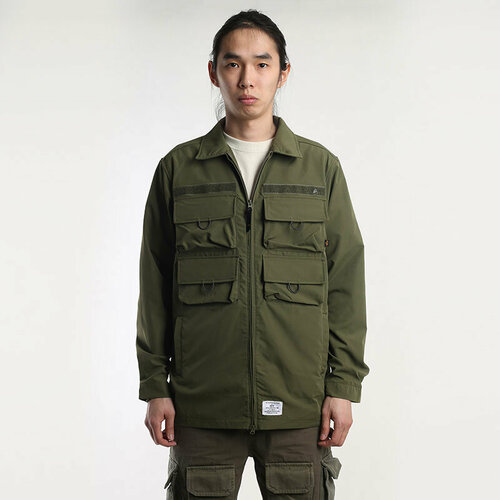 Куртка ALPHA INDUSTRIES Nylon Cargo Shirt Jacket, размер L, зеленый