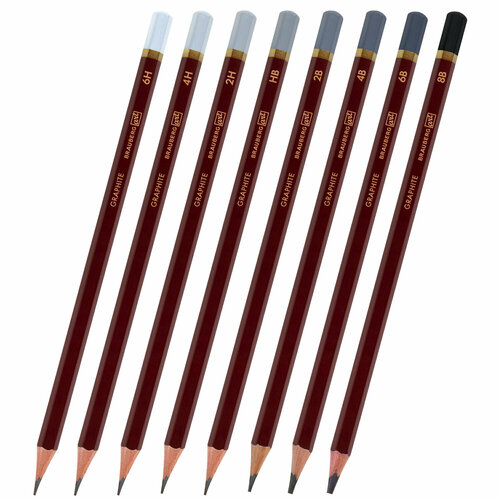 Упаковка 3 шт Карандаши чернографитные профессиональные 6H-8B набор 8 штук BRAUBERG ART PREMIERE 181892 639₽