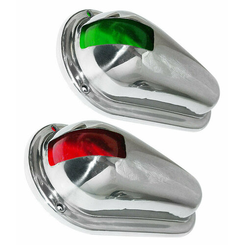 Огни навигационные бортовые, пара, красный/зеленый, нержавеющий корпус, 12В, TMC, Тайвань