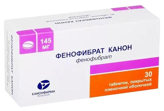 Фенофибрат Канон таблетки покрыт.плен.об. 145 мг 30 шт