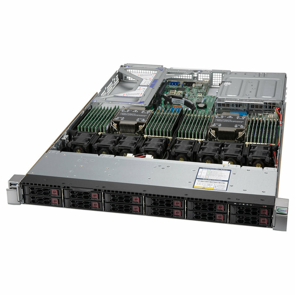 Серверная платформа Supermicro SYS-120U-TNR Ultra (1U, Dual Socket LGA-4189, 32xECC DDR4 RDIMM, 12x2.5" NVMe,2x1200W) (SYS-120U-TNR)