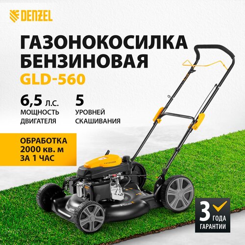 Бензиновая газонокосилка Denzel 58808 GLD-560, 6.5 л.с., 56 см