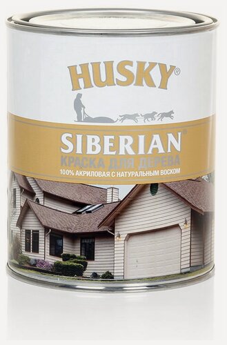 Изображение товара Краска Husky Siberian для дерева, акриловая, белая, база А, 0,9 л