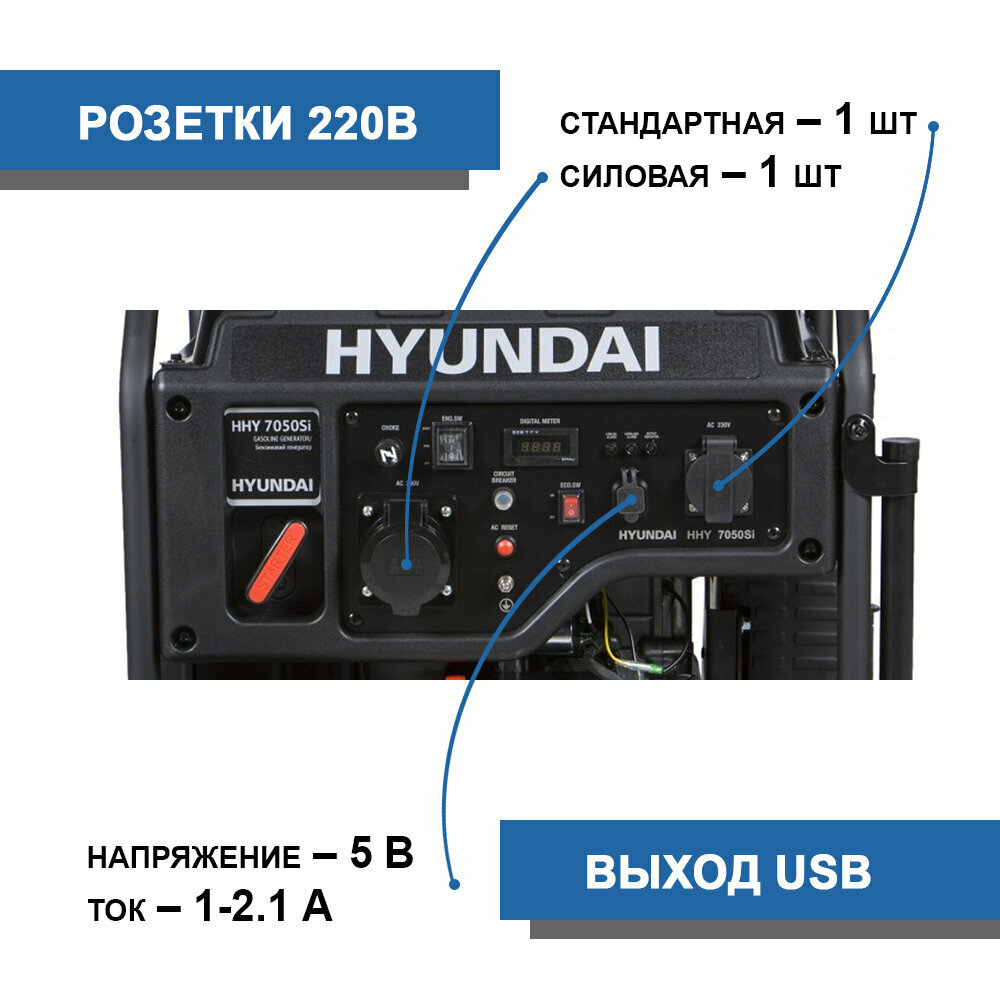 Генератор бензиновый инверторный Hyundai 5.5 кВт - фото №14