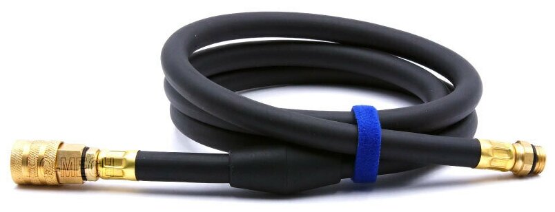 фото Шланг подкачки колес HQ-AH02-150-6x13, армированный каучук, усиленный 1.5 м, 6x13 мм, 0-15 bar (max 60 bar), наконечник евро, 360 градусов