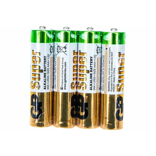 батарейки мизинчиковые gp lr03 aaa extra alkaline 4 шт Алкалиновые батарейки мизинчиковые GP Super Alkaline 24А ААA - 12 шт. 24ARS-2SB4