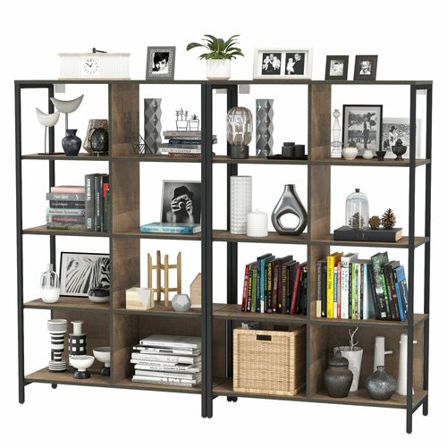 Два широких стеллажа Трувор 13.151.02, цвет дуб гранж песочный/интра, ШхГхВ 180х37х146 см.