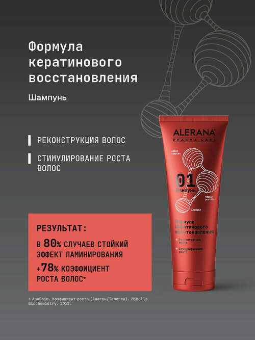 Шампунь Alerana Pharma Care кератиновое восстановление, 260 мл