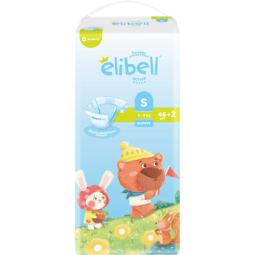 Подгузники детские ELIBELL Active S 4–8кг, 48 шт.