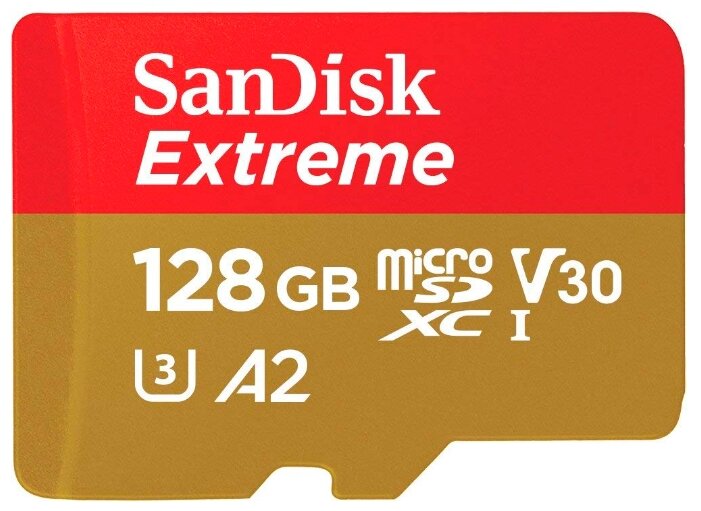 Карта памяти SanDisk Extreme microSDXC Class 10 UHS Class 3 V30 A2 160MB/s 128GB + SD adapter