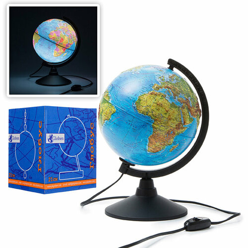 Глобус Земли физико-политический 210ммРельефный с подсветкой Классик глобус земли политический классик 210мм