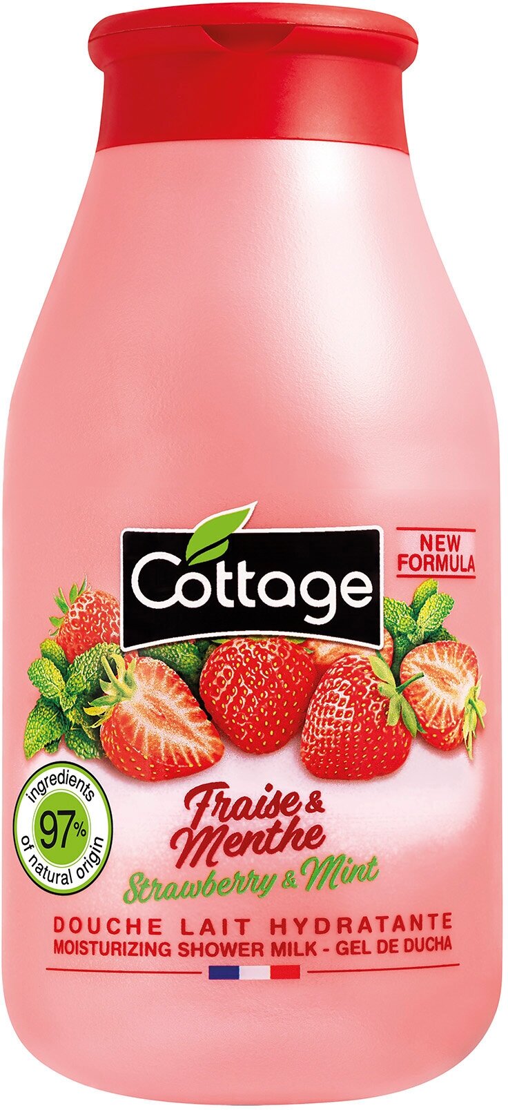 COTTAGE Молочко для душа Moisturizing Shower Milk - Strawberry & Mint увлажняющее клубника и мята, 250 мл