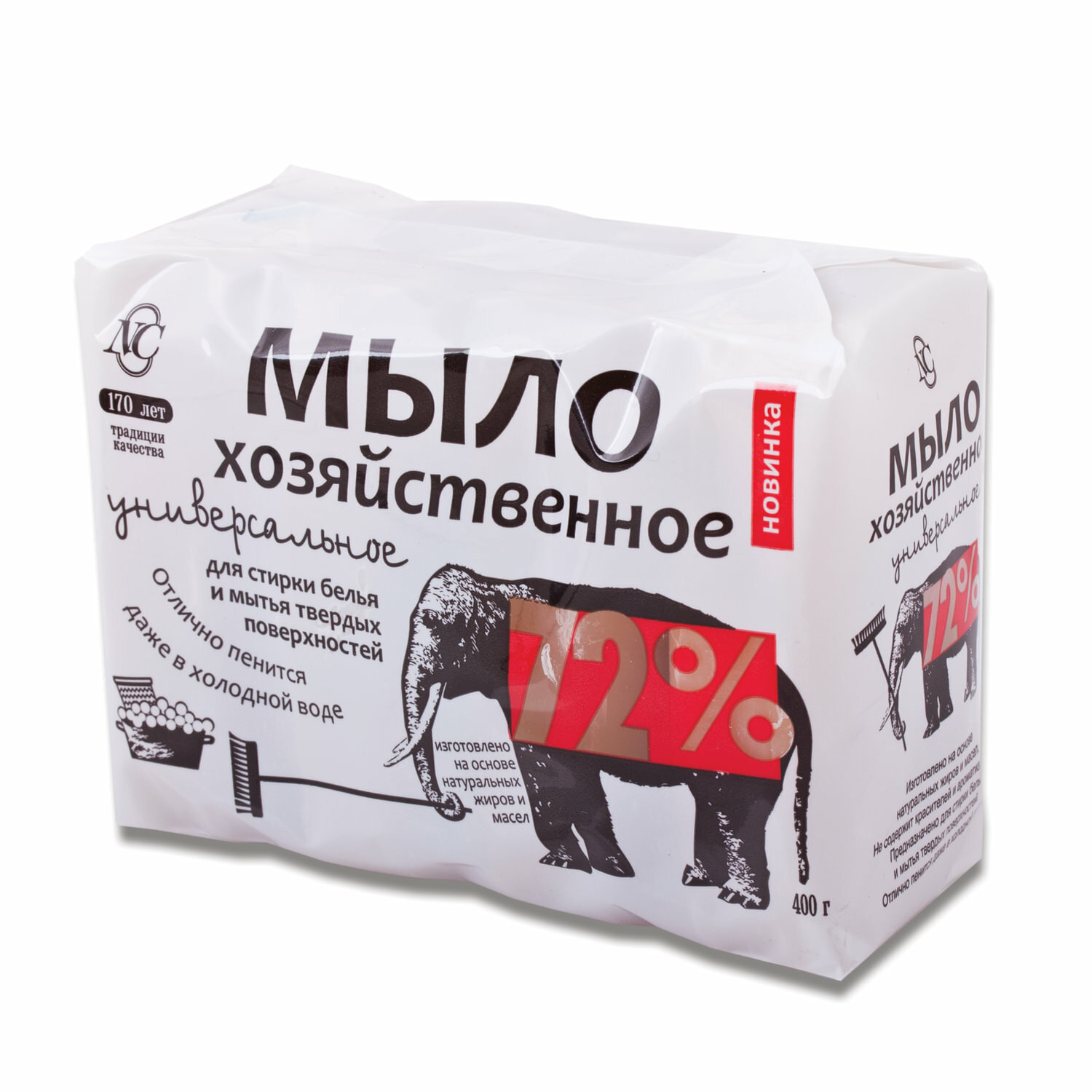 Хозяйственное мыло Невская Косметика универсальное 72%, 0.4 кг, 4 шт. в уп.