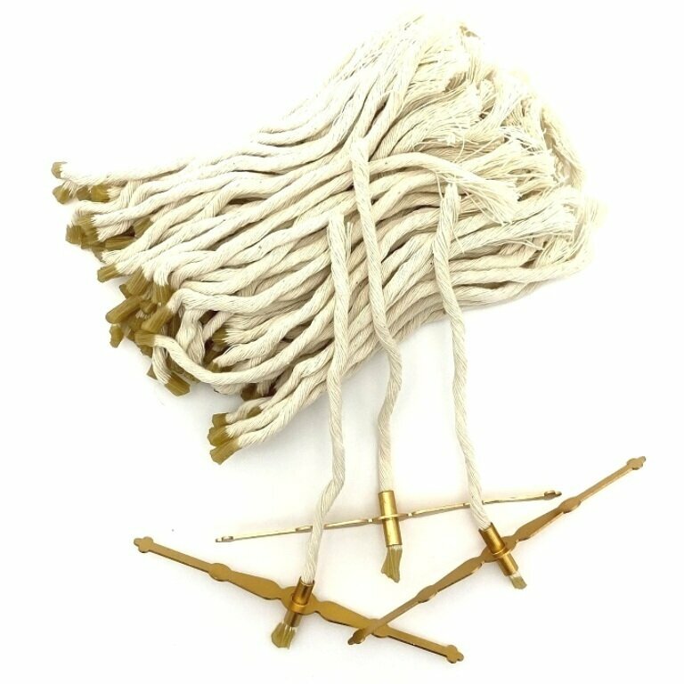 фото Фитиль вощеный хлопок 100 шт. + 3 шт. держателя "поплавок" для лампады