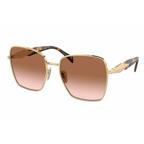 Солнцезащитные очки Prada, прямоугольные, оправа: металл, для женщин, золотой
