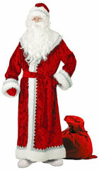Взрослый красный велюровый костюм Деда Мороза Snej-49