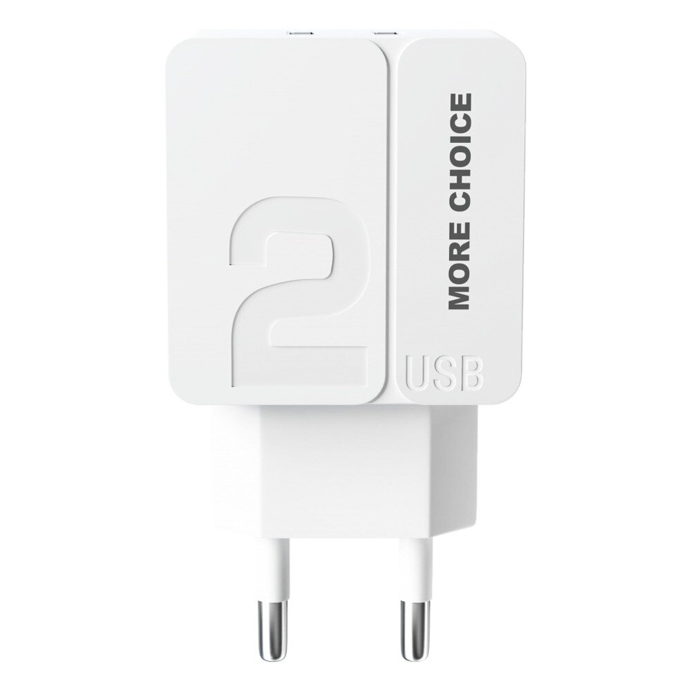 Сетевое зарядное устройство 2USB 2.4A More choice NC46 White White