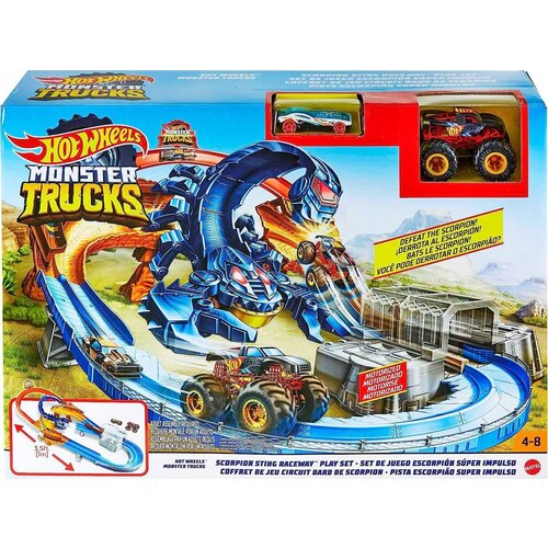 Трек Hot Wheels Monster Trucks Scorpion Sting Raceway GTL33 трек hot wheels kidztech slot car track set 83115