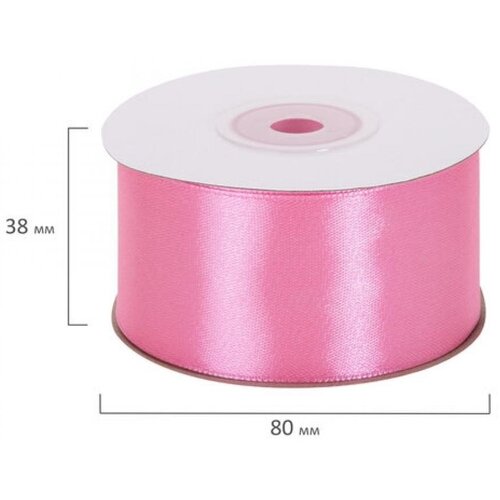 Лента атласная ширина 38 мм, длина 23 м, розовая, BRAUBERG лента атласная ширина 40 мм светло розовая