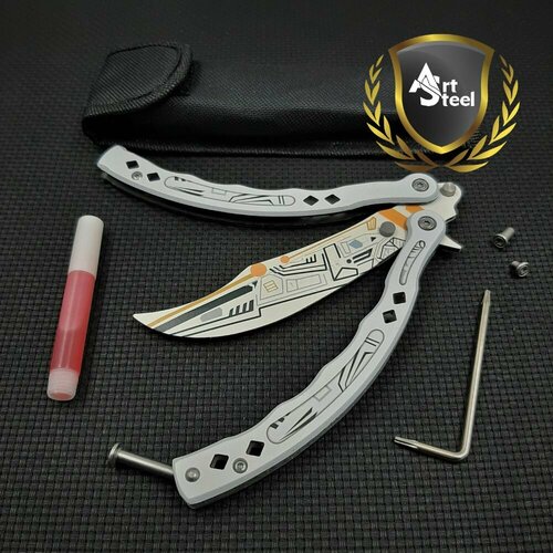 Нож бабочка тренировочный CS GO Balisong, ArtSteel, белый