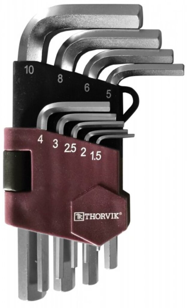 Набор имбусовых ключей шестигранных Thorvik HKS9S 9 шт, 1,5-10 мм