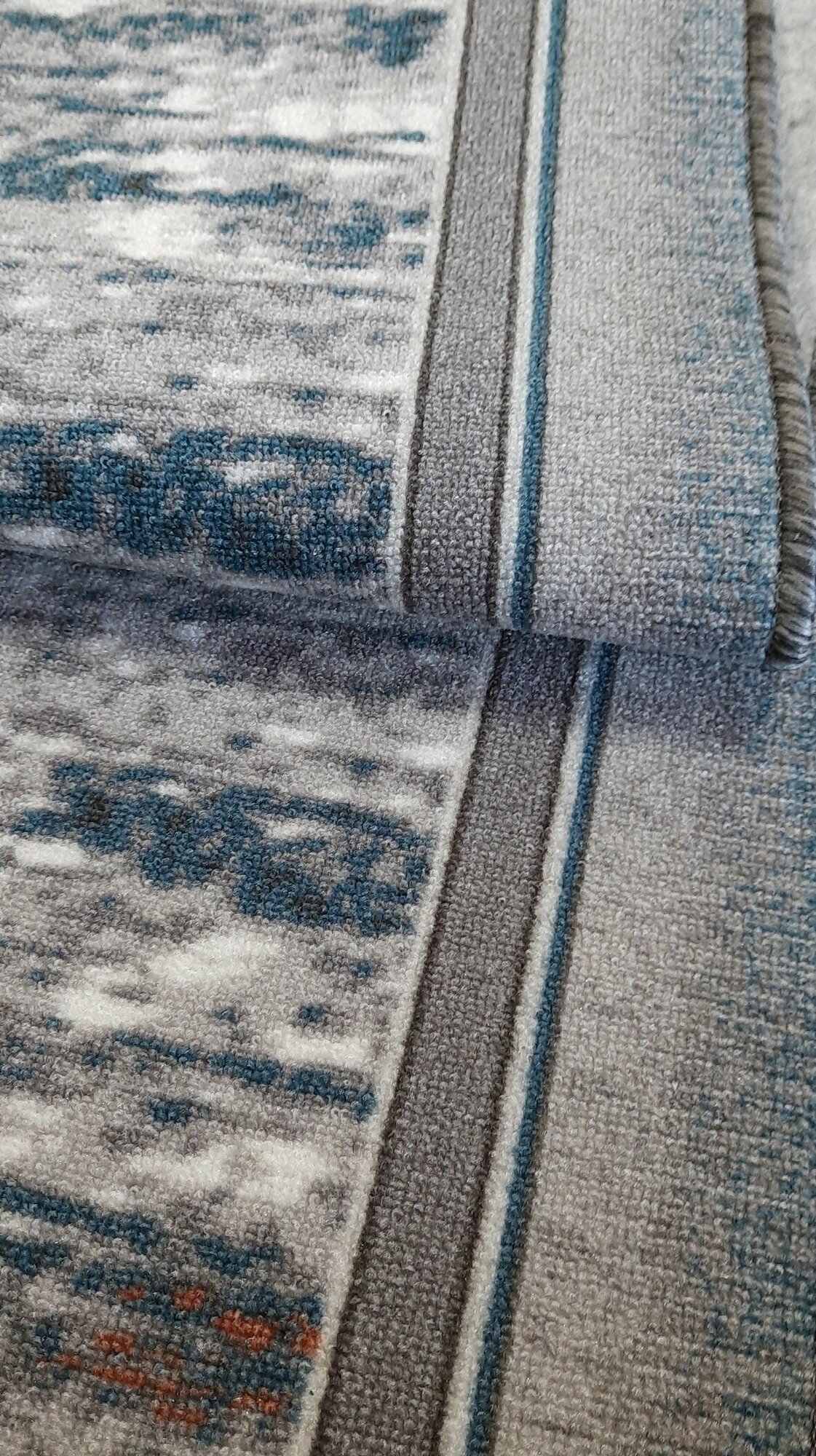 Ковровая дорожка на войлоке, Витебские ковры, с печатным рисунком, 2435, синяя, 0.6*2.5 м - фотография № 8