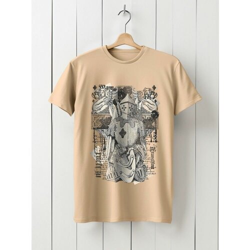 фото Футболка твоя футболка!, хлопок, принт сюжетный, размер s, бежевый