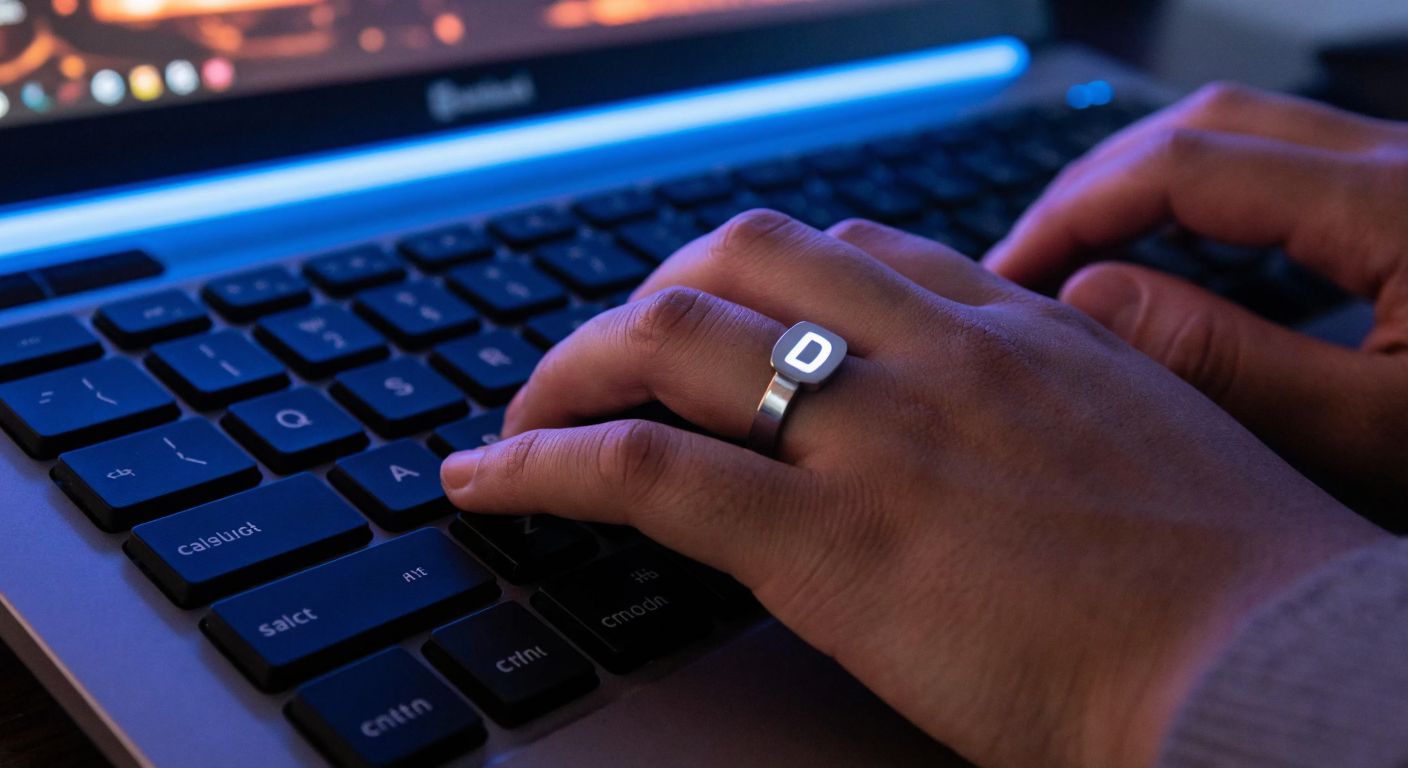 A close-up of hands typing on a Turkish keyboard, fingers pressing the ALT and number keys with a focused expression, a faint glow highlighting the division symbol (÷) appearing on the screen.