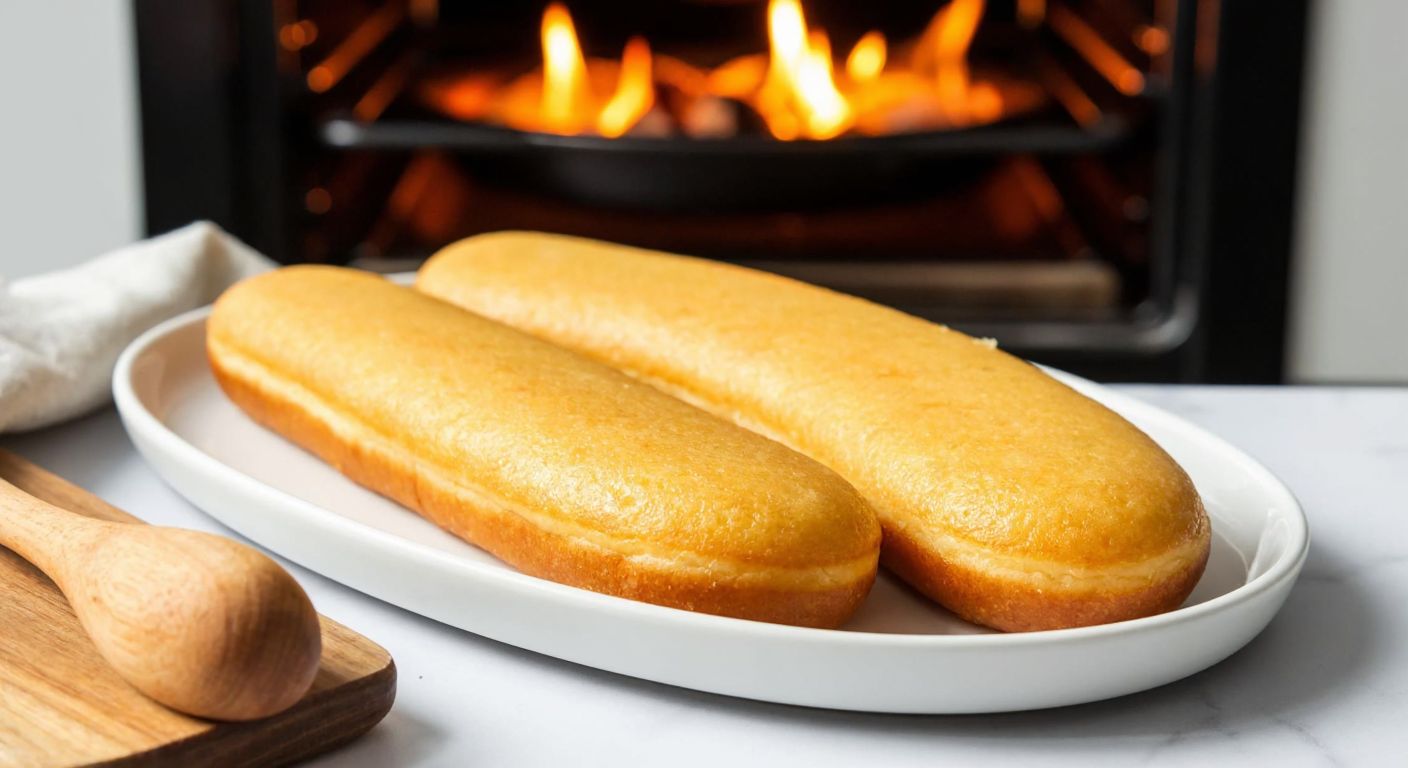 A golden-brown, crispy Kedi Dili Tatlısı resting on a white ceramic plate, with a warm oven in the background and a wooden spoon nearby, evoking a cozy Turkish kitchen.