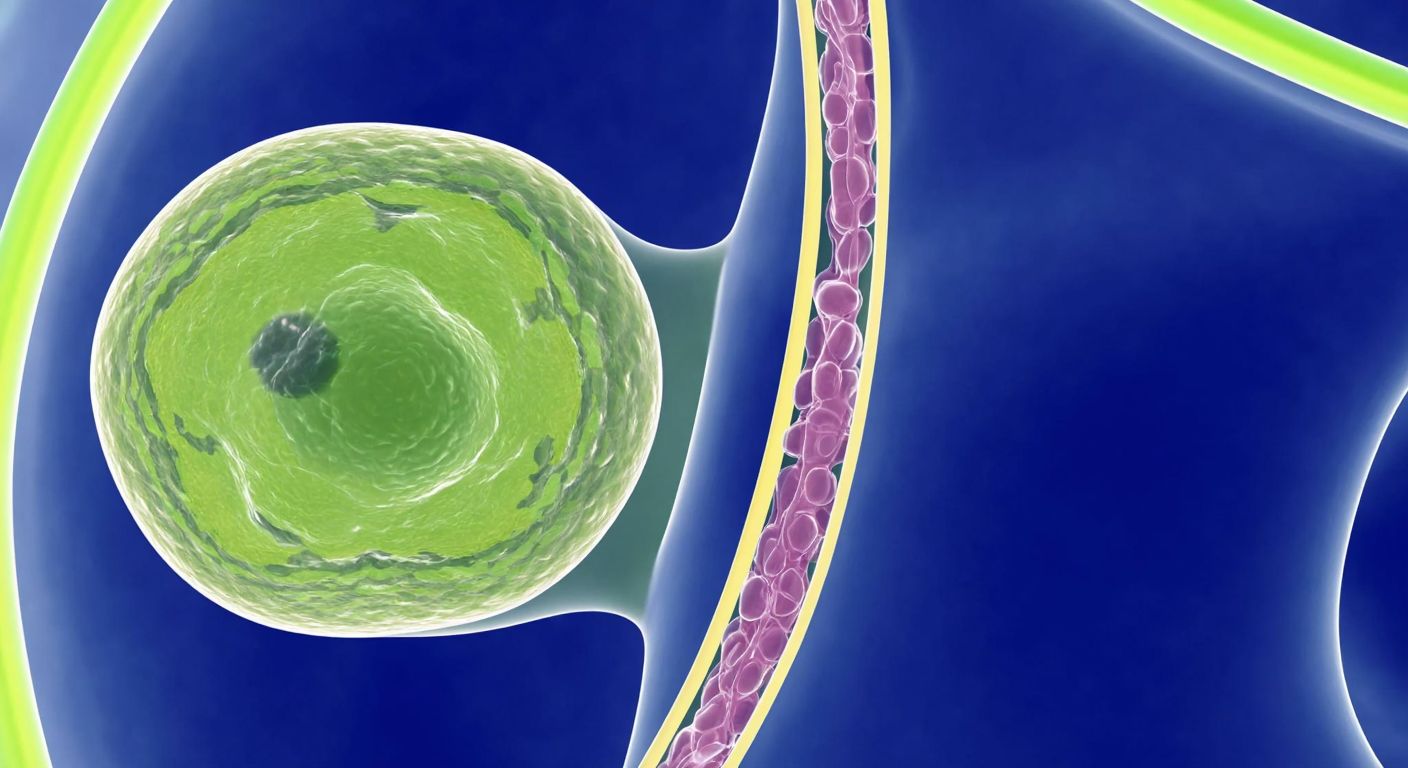 A close-up illustration of a plant cell with its protoplasm shrinking away from the rigid cell wall, surrounded by a hypertonic solution, symbolizing plasmolysis.