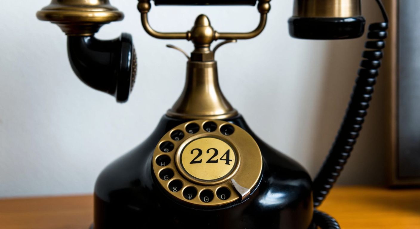 A close-up of a traditional Turkish rotary phone in a cozy Bursa home, with the number "224" subtly implied by the position of the dial.