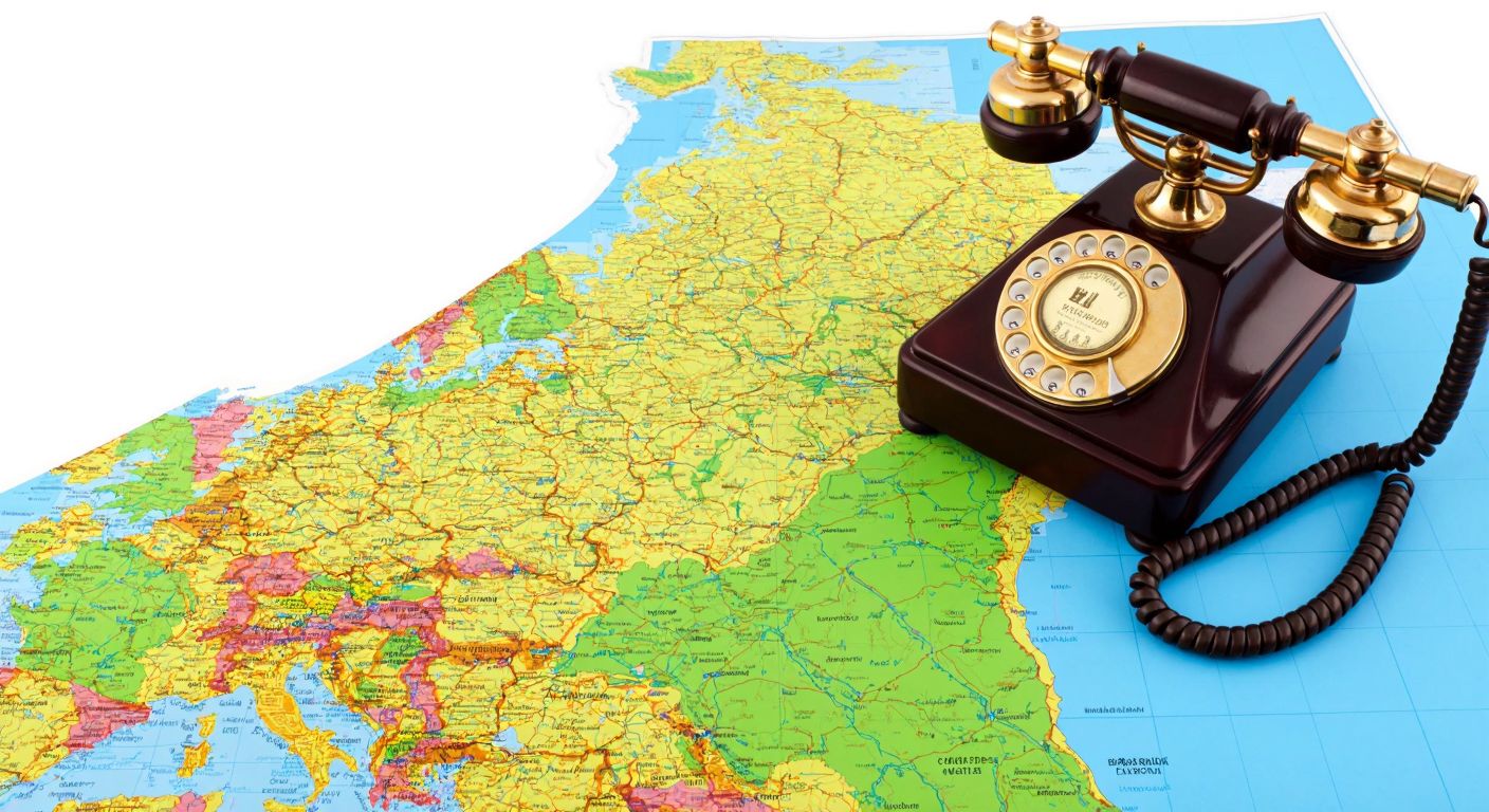 A colorful map of Belgium with a highlighted border and a vintage-style telephone placed on top, symbolizing the connection to the country's phone code.