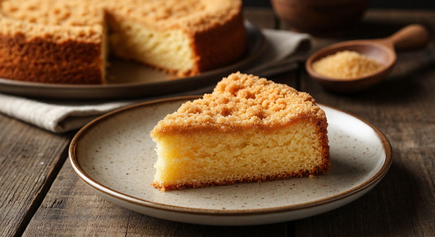 A golden, crumbly slice of Kekstra cake on a rustic wooden table, with the Ülker logo subtly embossed on a nearby ceramic plate.