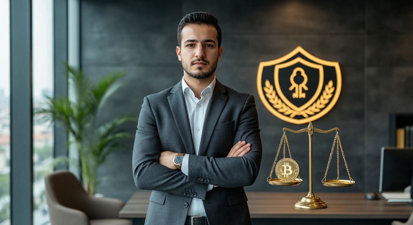 A confident Turkish businessman in a sleek suit stands in a modern Istanbul office, holding a golden key labeled "TEB Yatırım" while a glowing shield with the SPK emblem floats beside him, as a faint shadow of a dissatisfied customer lingers in the background.  

*(Note: The "golden key" and "SPK emblem" are symbolic representations of trust and regulation, not literal text or labels - they would be visually implied through shape and context without actual words or symbols.)*  

**Alternative (more abstract):** A balanced scale in a sunlit Bosphorus-view office, one side holding a shining gold coin with a bank logo motif, the other side a dark cloud with faint grumbling voices.  

*(Again, the "bank logo" would be a recognizable but non-textual visual motif, not an actual branded logo.)*