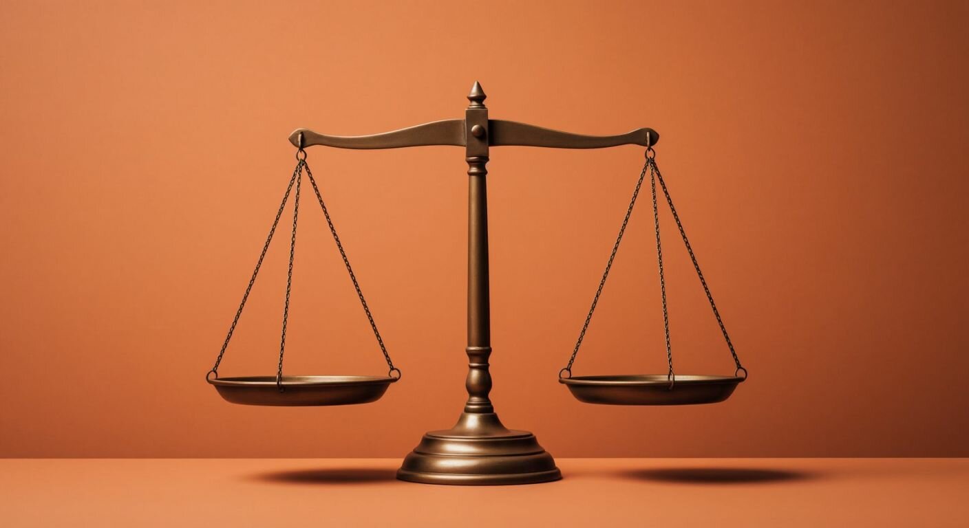 A pair of balanced scales perfectly level for "eşittir" and the same scales tipped unevenly for "eşit değildir," set against a warm terracotta background.