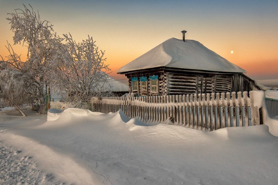 зима деревня фото