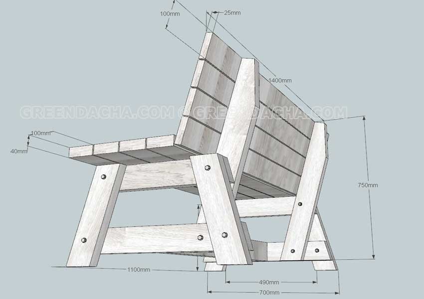 размеры скамейки для дачи