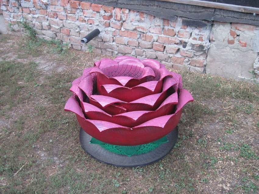 вазоны из покрышек фото