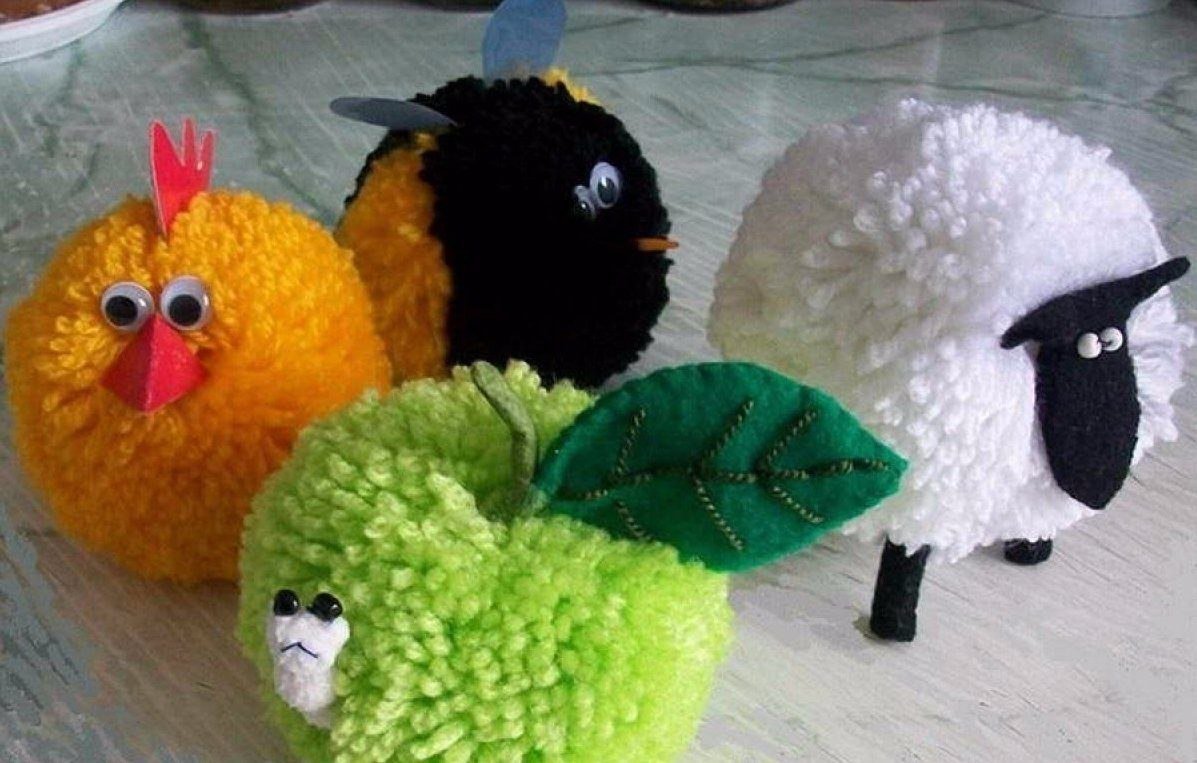 игрушки из помпонов фото