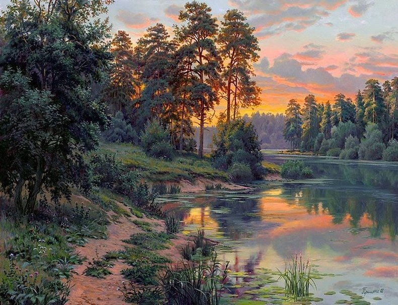 художник игорь прищепа пейзаж лесная река фото