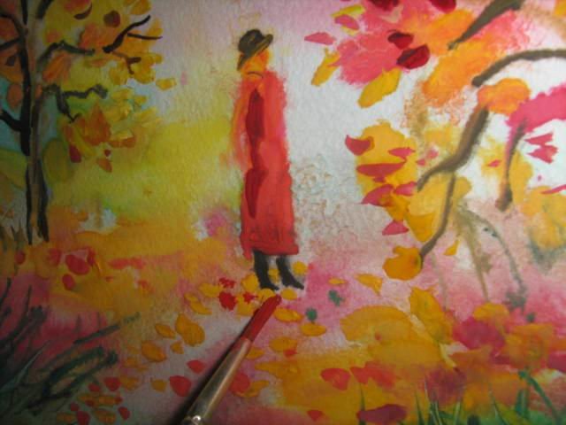 осень рисунок красками фото