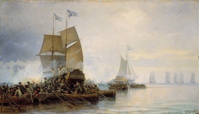 18 мая 1703 года русские корабли одержали победу над шведскими парусными кораблями в устье Невы