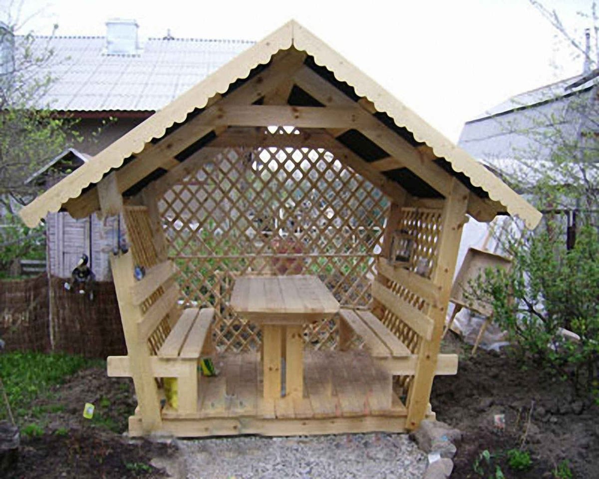 Беседка своими руками из березы