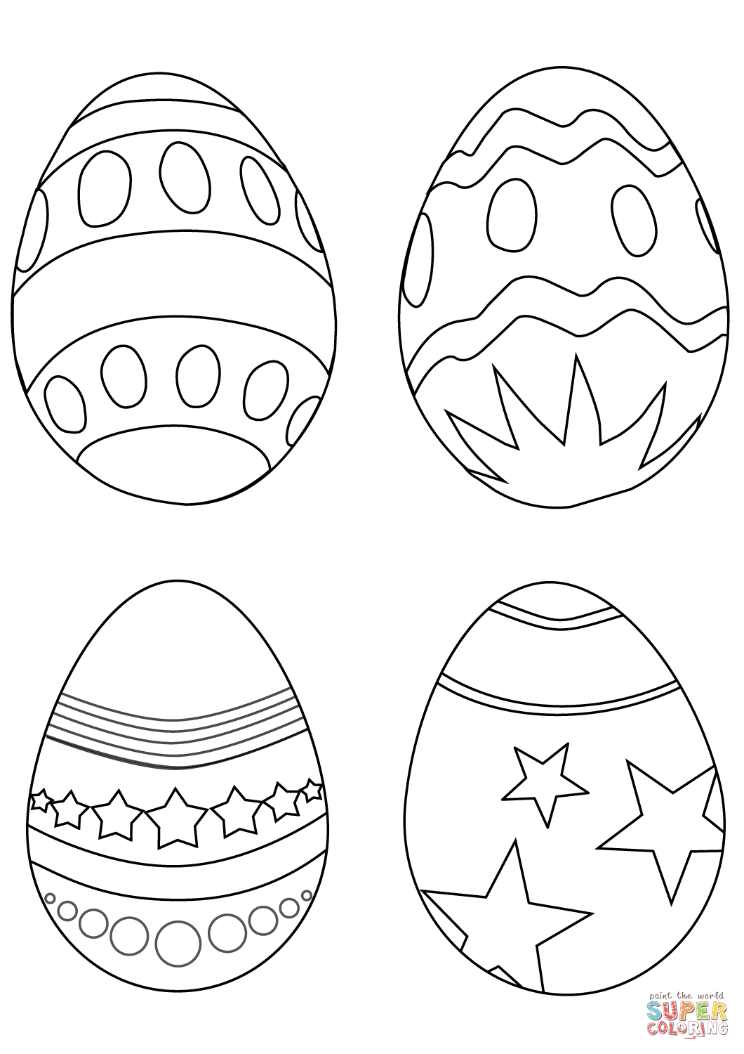 Раскраска Пасхальные Яйца Распечатать