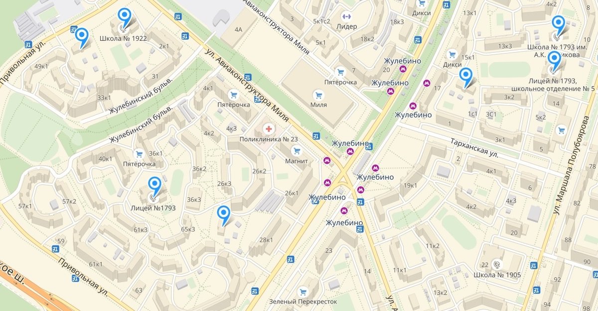 Карта школ москва