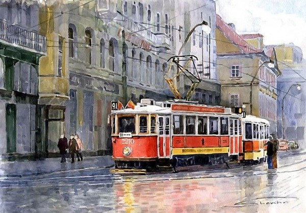 трамвай картина фото